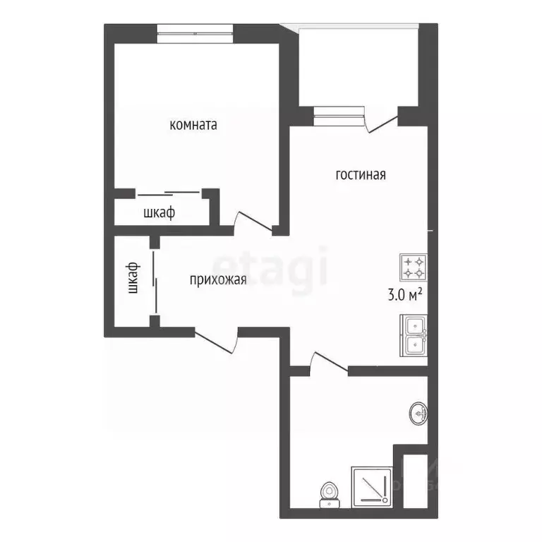 Студия Крым, Ялта ул. Дражинского, 48 (40.6 м) - Фото 2