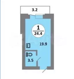 Квартира-студия, 24,4м, 11/14эт. - Фото 0