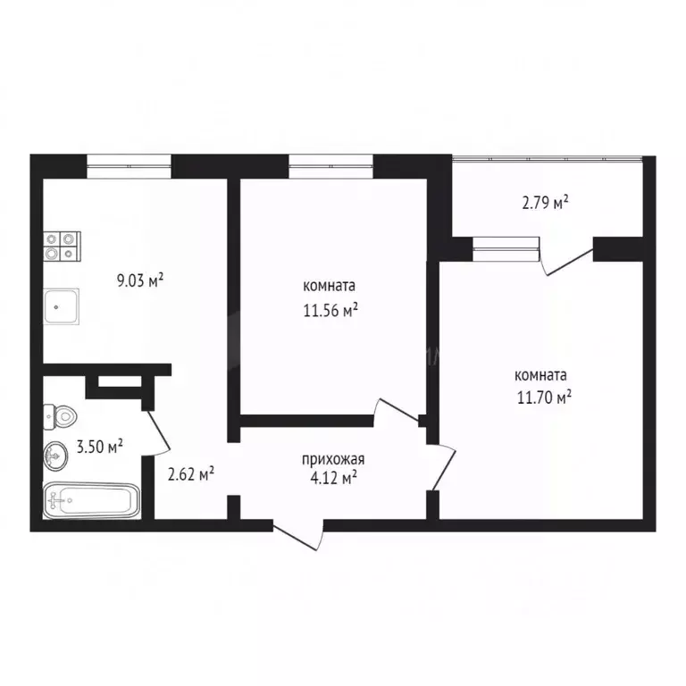 2-к кв. Тюменская область, Тюмень ул. Новоселов, 111 (42.0 м) - Фото 1