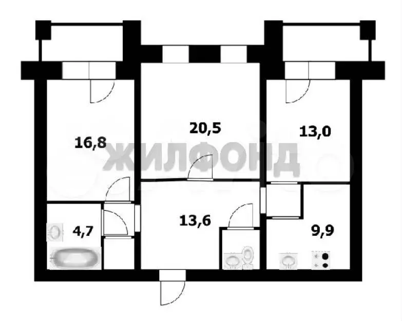 3-к. квартира, 90 м, 1/9 эт. - Фото 0