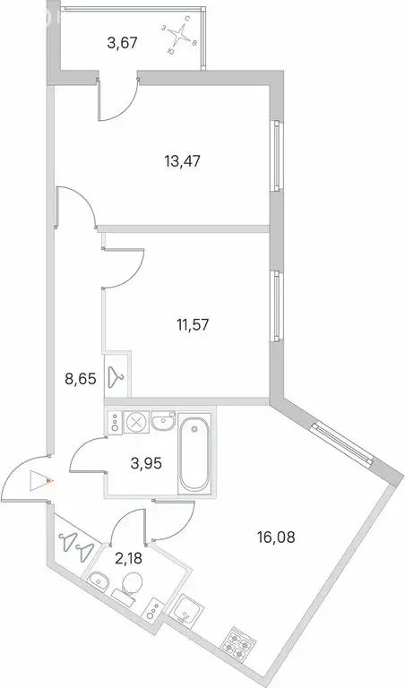 2-комнатная квартира: посёлок Стрельна, проспект Будённого, 24к2 ... - Фото 0