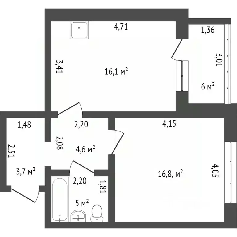 1-к кв. Красноярский край, Красноярск 9 Мая ул., 17/1 (44.4 м) - Фото 2