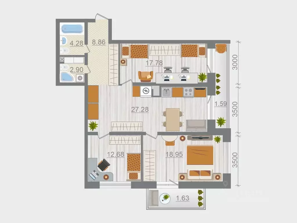 3-к кв. Ленинградская область, Ломоносовский район, Горбунковское ... - Фото 1