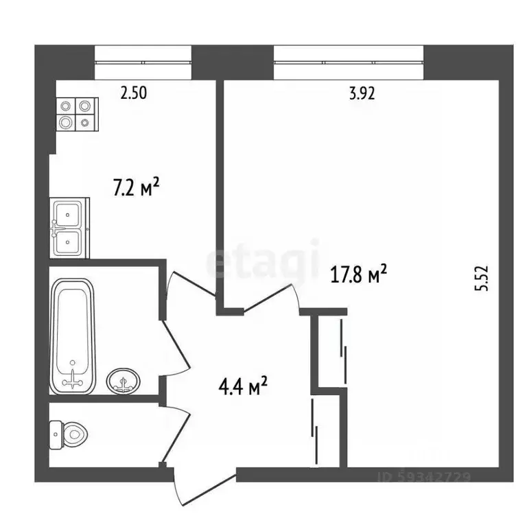 1-к кв. Архангельская область, Архангельск Воскресенская ул., 99 (34.5 ... - Фото 2