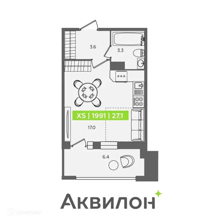 Продаётся 1-к квартира, 27.1 м - Фото 0