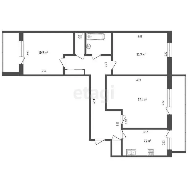 3-комнатная квартира: Тюмень, улица Монтажников, 16 (63.7 м) - Фото 0
