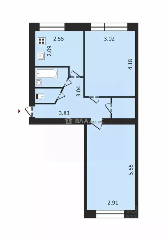 2-к кв. Владимирская область, Владимир Добросельская ул., 195б (44.5 ... - Фото 1