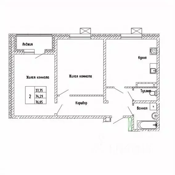 2-к кв. Сахалинская область, Южно-Сахалинск Горизонт жилой комплекс ... - Фото 1