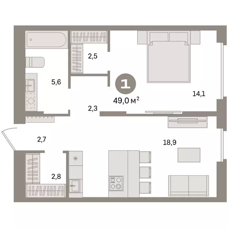 1-комнатная квартира: Екатеринбург, жилой район Сортировочный, ... - Фото 2