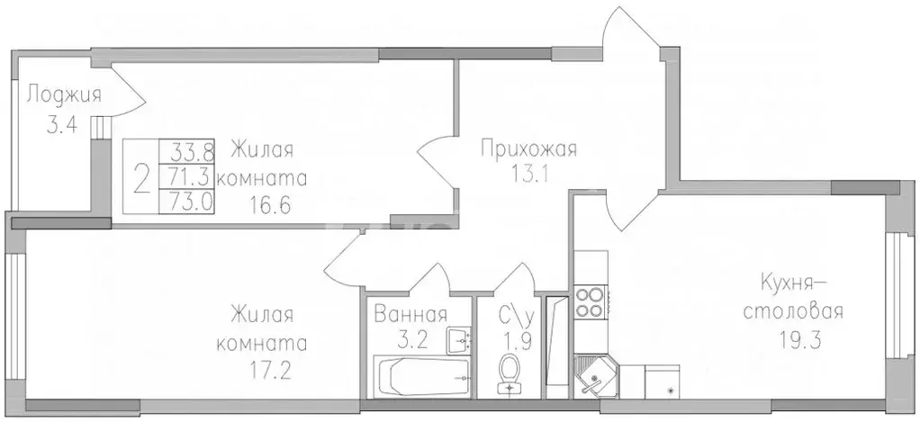 2-к кв. Липецкая область, Липецк ул. Тельмана, 120 (73.0 м) - Фото 1