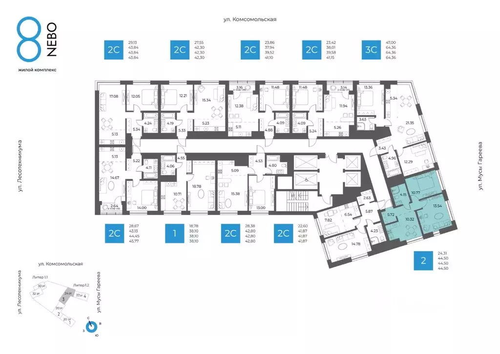 2-к кв. Башкортостан, Уфа Глумилино-1 мкр, 8-е Небо жилой комплекс ... - Фото 1