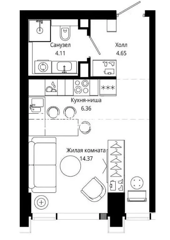 Квартира-студия: Москва, 4-я улица Марьиной Рощи, 10к3 (29.5 м) - Фото 1