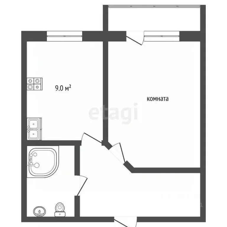 1-к кв. Ростовская область, Ростов-на-Дону 3-я Кольцевая ул., 1а (37.1 ... - Фото 2