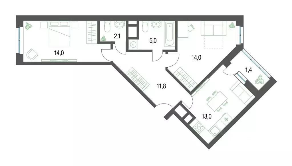 2-к кв. Московская область, Котельники Новые Котельники мкр, 22 (61.3 ... - Фото 1