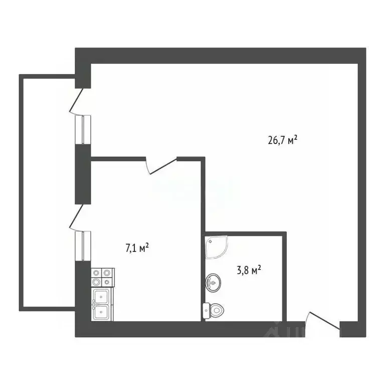 1-к кв. Крым, Сакский район, с. Орехово ул. 8 Марта (37.6 м) - Фото 2
