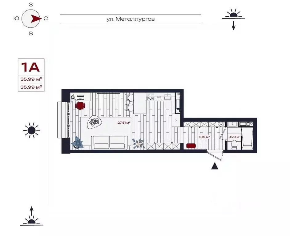 1-к кв. Иркутская область, Братск ул. Металлургов, 10 (35.99 м) - Фото 1