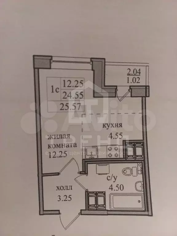 Квартира-студия, 25,6 м, 27/27 эт. - Фото 0