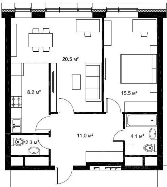 2-к кв. Москва Сколковское ш., 40к1 (63.0 м) - Фото 1