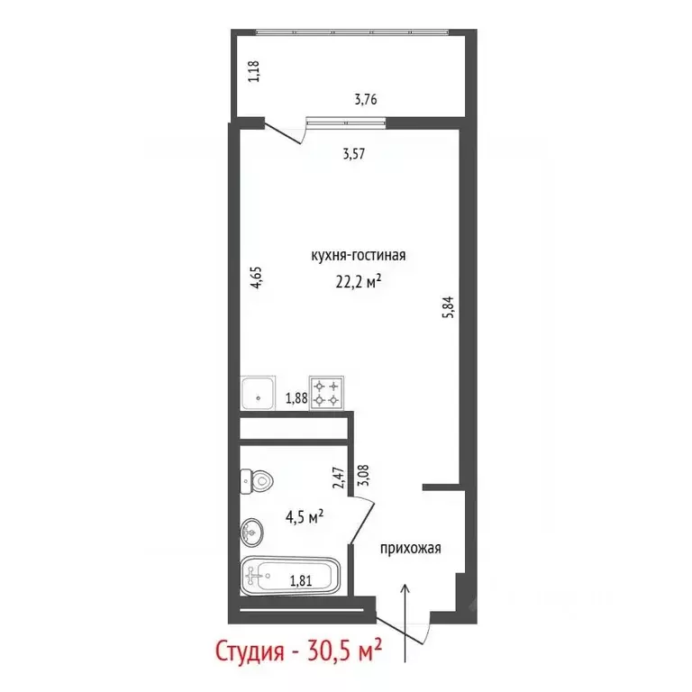 Студия Свердловская область, Екатеринбург Уктус жилрайон, Светлый мкр, ... - Фото 1