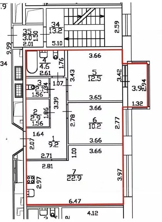 Квартира, 2 комнаты, 64.4 м - Фото 1