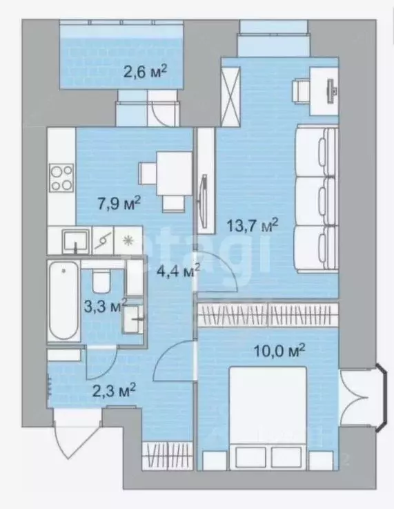 2-к кв. Забайкальский край, Чита Хороший мкр, 6 (40.8 м) - Фото 2