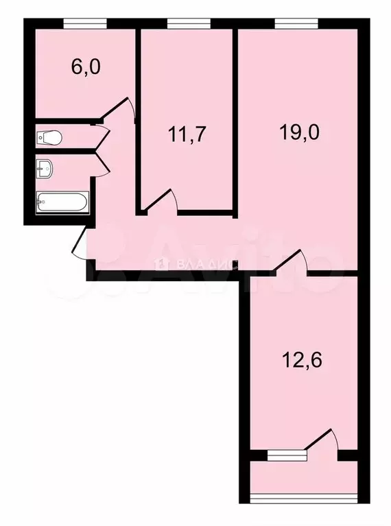 3-к. квартира, 60 м, 9/9 эт. - Фото 0