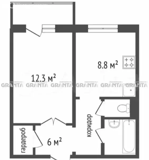 1-комнатная квартира: Красноярск, микрорайон Взлётка, улица Батурина, ... - Фото 1