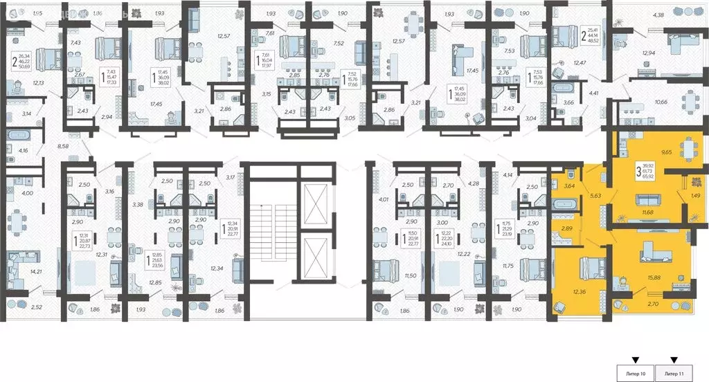 3-комнатная квартира: Сочи, жилой комплекс Кислород, 11 (65.92 м) - Фото 1