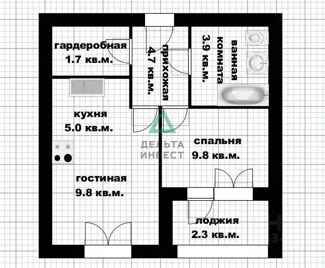 2-к кв. Башкортостан, Уфа ул. Архитектора Калимуллина, 1 (34.9 м) - Фото 2