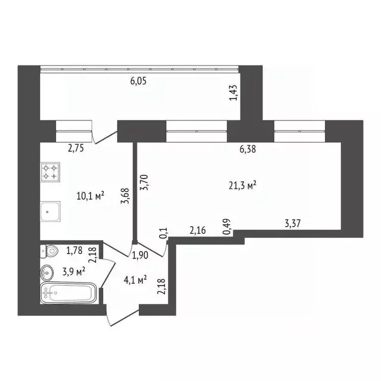 1-к кв. Башкортостан, Уфа ул. Октябрьской Революции, 48/1 (48.0 м) - Фото 1
