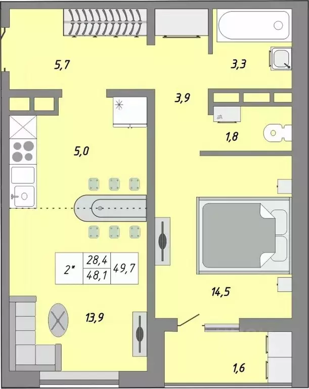 2-к кв. Оренбургская область, Оренбург ул. Юркина, 2 (49.7 м) - Фото 0