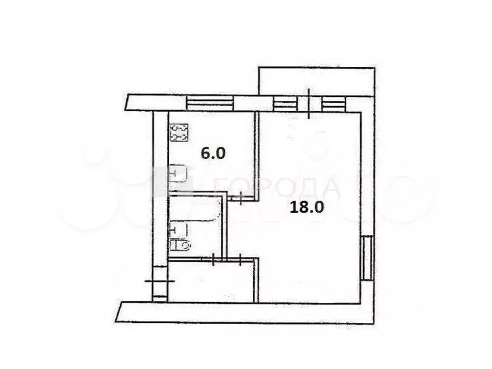 1-к. квартира, 35 м, 2/5 эт. - Фото 0