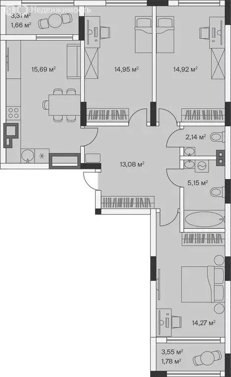 3-комнатная квартира: Малое Исаково, Первая улица, 1к2 (83.6 м) - Фото 1