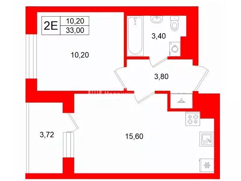 1-к кв. Санкт-Петербург дор. Торфяная, 15к3 (33.0 м) - Фото 2