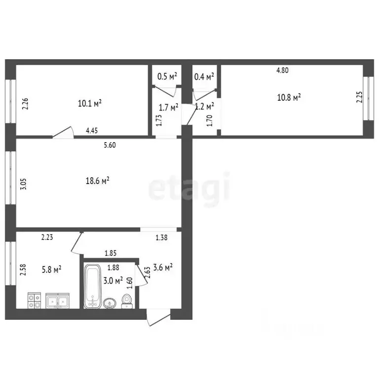 3-к кв. Самарская область, Самара ул. Гагарина, 76 (66.7 м) - Фото 2