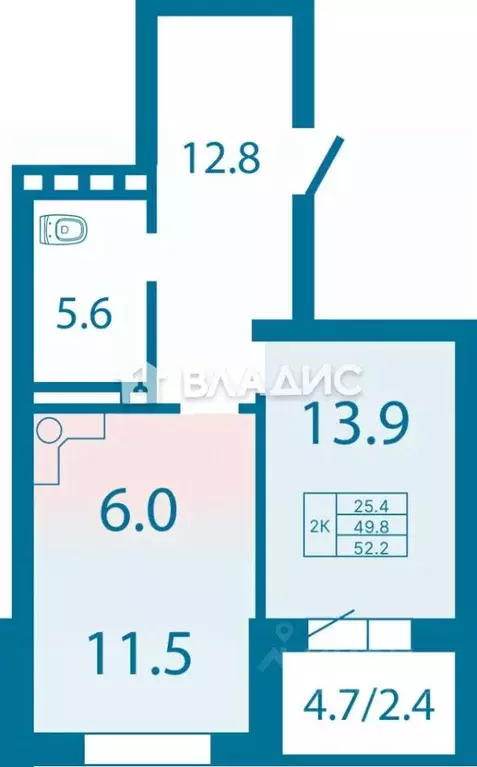 2-к кв. Красноярский край, Красноярск Ключевская ул., 63 (52.2 м) - Фото 0