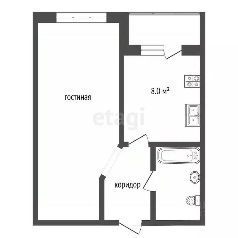 1-к кв. Тамбовская область, Тамбовский муниципальный округ, д. Крутые ... - Фото 2