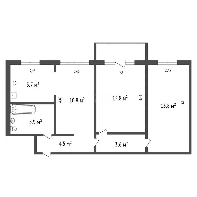 3-комнатная квартира: Красноярск, Кольцевая улица, 7 (56.1 м) - Фото 1