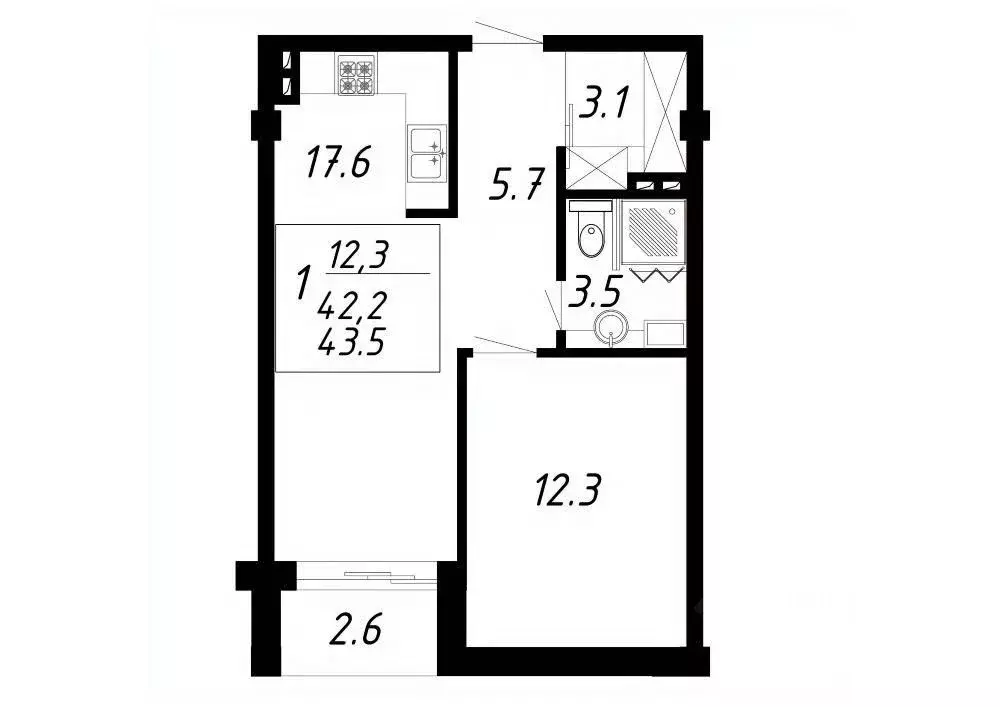 1-к кв. Ставропольский край, Ессентуки Озеро жилой комплекс (43.5 м) - Фото 1