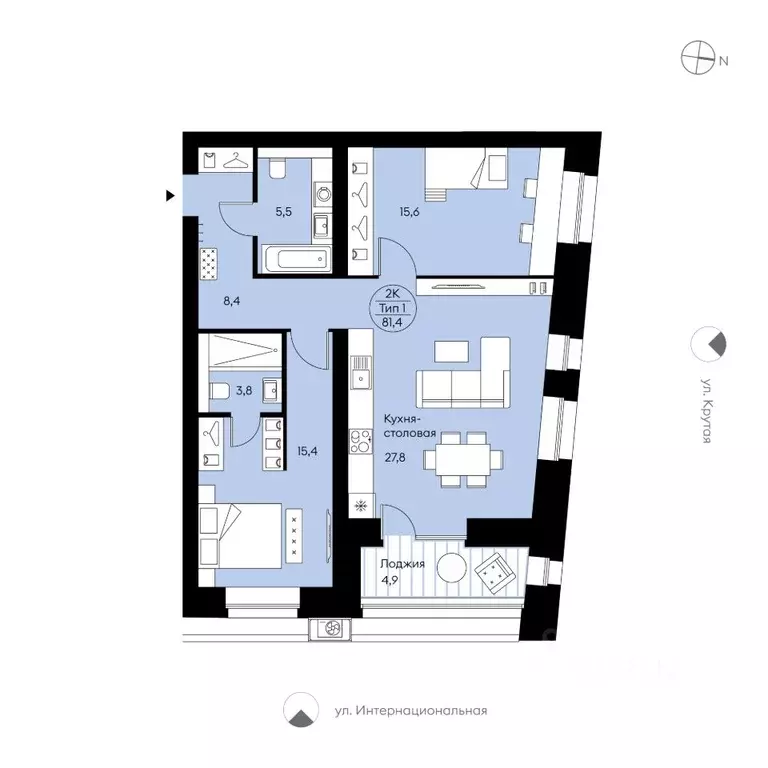 3-к кв. Коми, Сыктывкар Крутая ул., 2 (81.4 м) - Фото 2
