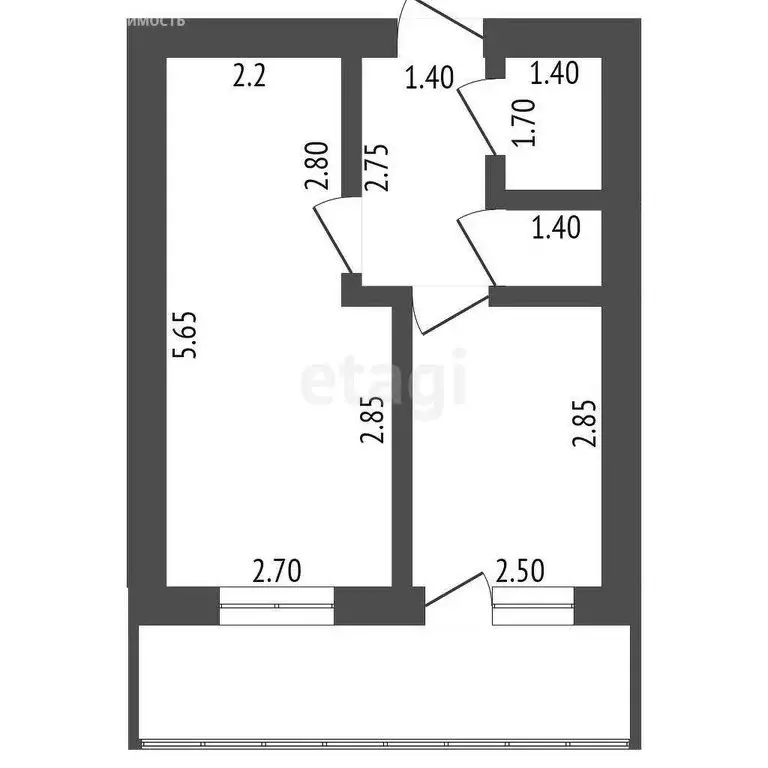1-комнатная квартира: Ишим, бульвар Белоусова, 39 (28.5 м) - Фото 1