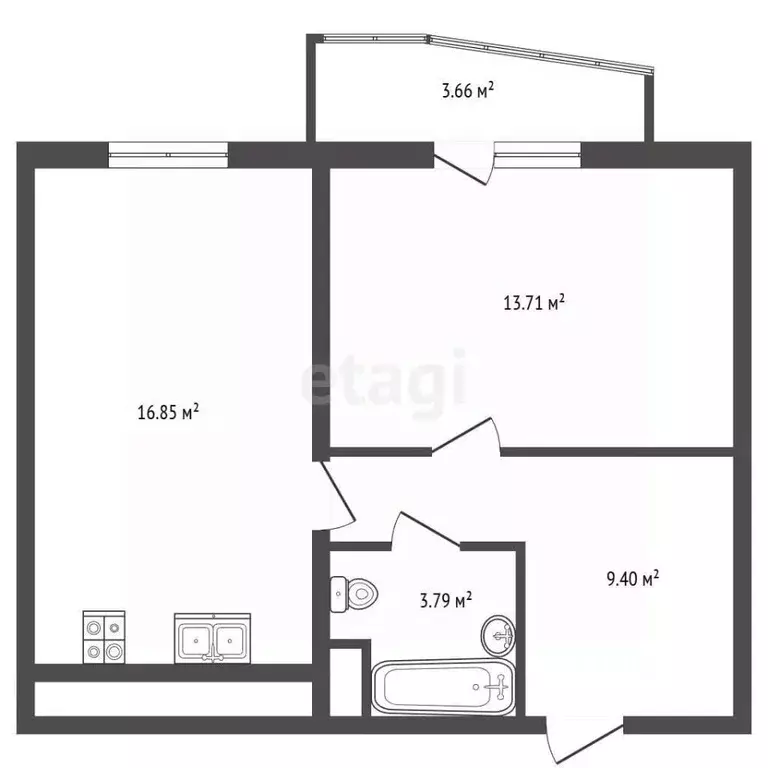 1-к кв. Санкт-Петербург ул. Среднерогатская, 14к1 (43.75 м) - Фото 2