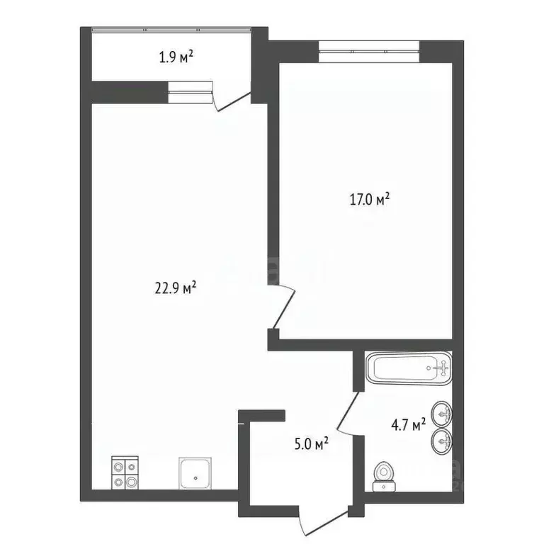 1-к кв. Ханты-Мансийский АО, Сургут Игоря Киртбая ул., 28/1 (43.9 м) - Фото 1