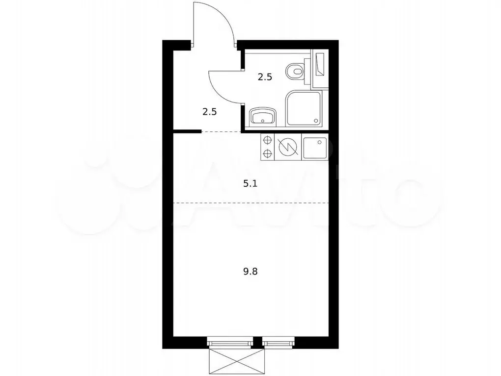 Квартира-студия, 19,7 м, 30/33 эт. - Фото 0