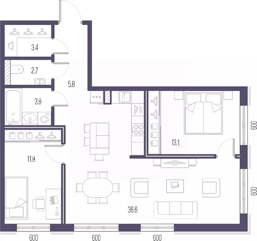 2-к кв. Санкт-Петербург ул. Стахановцев, 1 (77.4 м) - Фото 1