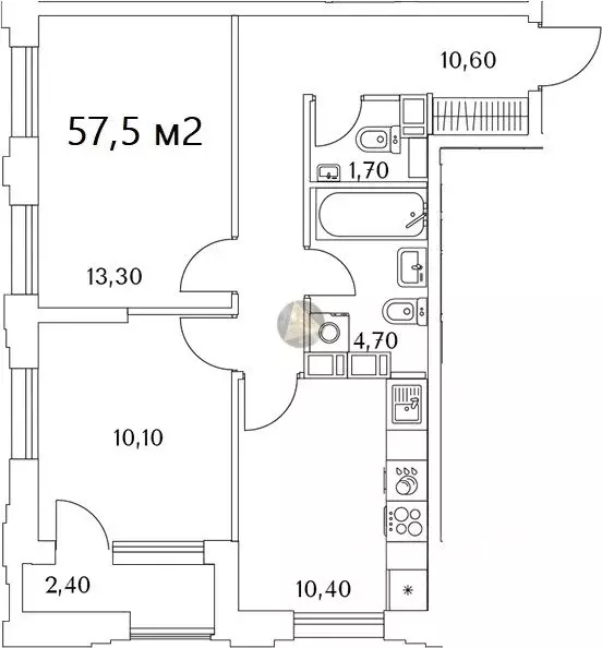 2-к кв. Санкт-Петербург Планерная ул., 99 (57.5 м) - Фото 2