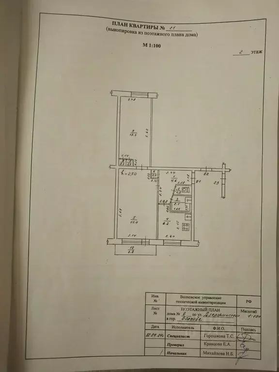 2-к кв. Ленинградская область, Волхов ул. Дзержинского, 6 (45.0 м) - Фото 1