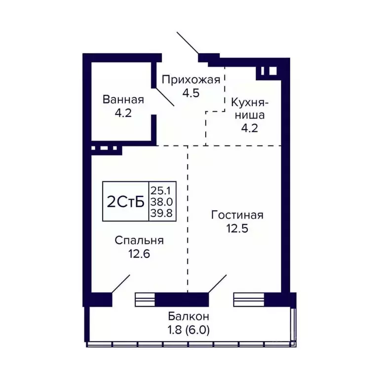 2-к кв. Новосибирская область, Новосибирск ул. Фрунзе, с1 (39.8 м) - Фото 0