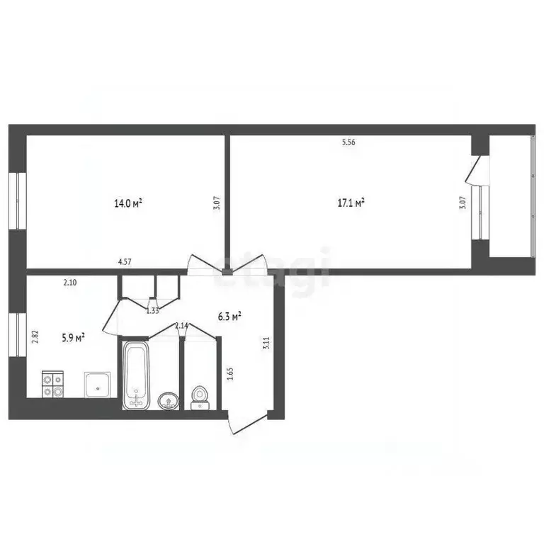 2-к кв. Саратовская область, Балашов ул. Титова, 17А (47.2 м) - Фото 1