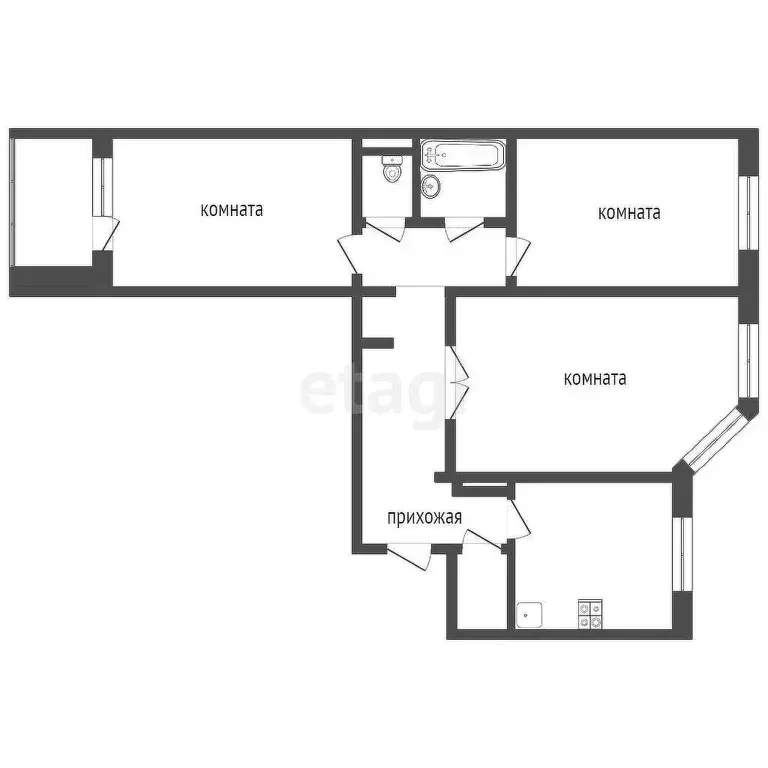 Квартира, 3 комнаты, 67 м - Фото 0